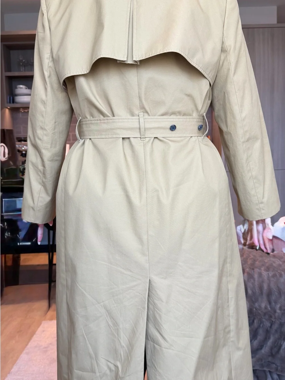 J. Crew Women's Tan Double-Breasted Hooded Trench Coat